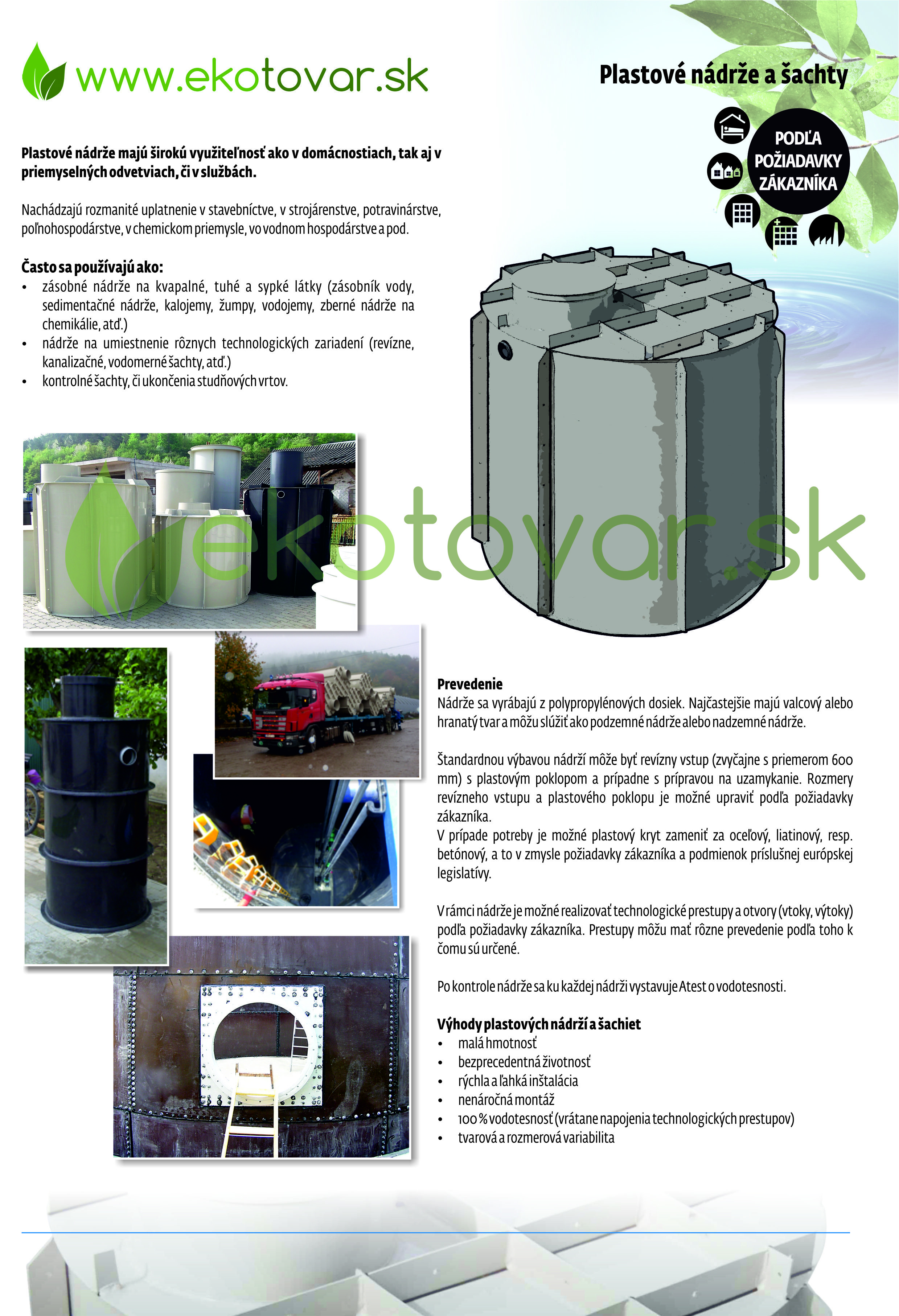 produktove listy plastove nadrze SK